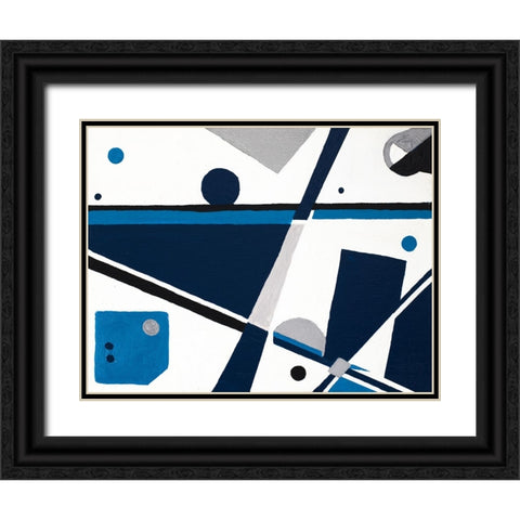 Geom Blue Black Ornate Wood Framed Art Print with Double Matting by Grace, Ajoya