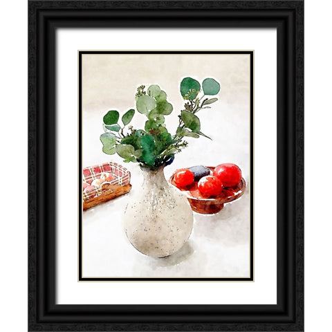 Kitchen Eucalyptus Black Ornate Wood Framed Art Print with Double Matting by Myers, Amelia