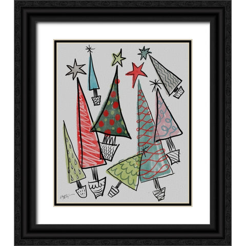 Christmas Trees Black Ornate Wood Framed Art Print with Double Matting by Medley, Elizabeth