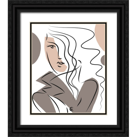 Woman With Long Hair Black Ornate Wood Framed Art Print with Double Matting by Mosher, Deidre