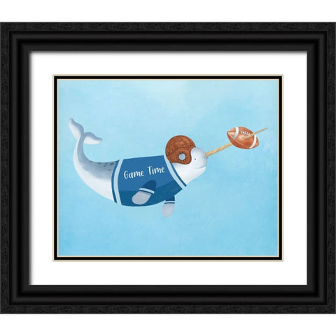 Football Whale Black Ornate Wood Framed Art Print with Double Matting by Sheppard, Lucca
