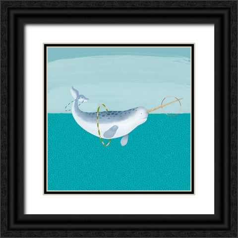 Hula Hoops Whale Black Ornate Wood Framed Art Print with Double Matting by Sheppard, Lucca