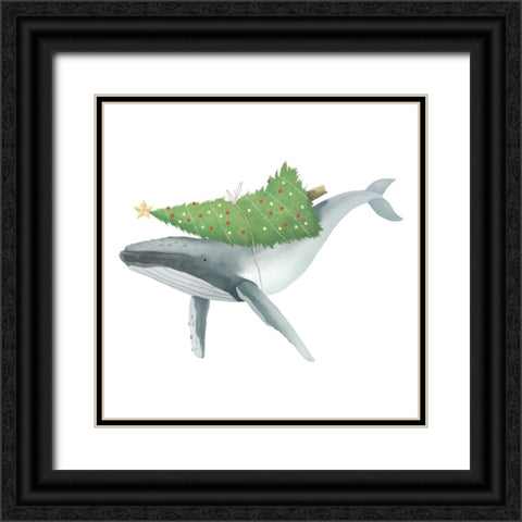 Christmas Whale Black Ornate Wood Framed Art Print with Double Matting by Sheppard, Lucca