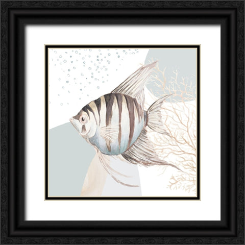 Ocean Oasis Bubbles Striped Fish Black Ornate Wood Framed Art Print with Double Matting by Pinto, Patricia