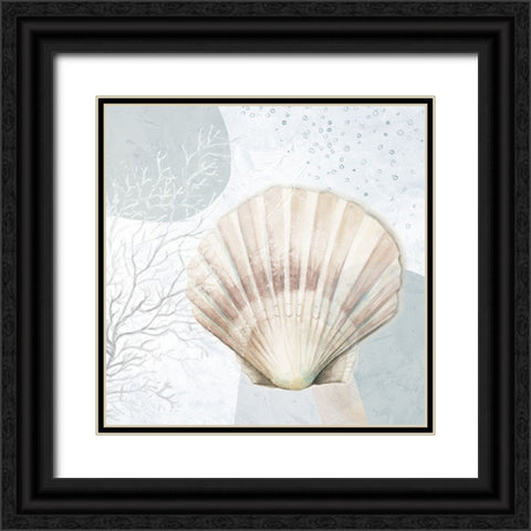 Ocean Oasis Bubbles Blush Scallop Black Ornate Wood Framed Art Print with Double Matting by Pinto, Patricia
