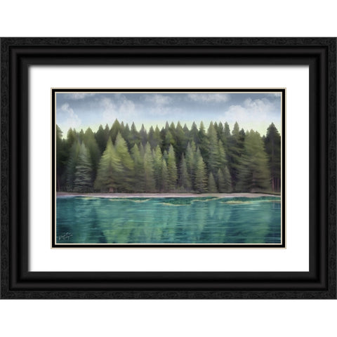 Lakeside Mirage Black Ornate Wood Framed Art Print with Double Matting by Medley, Elizabeth