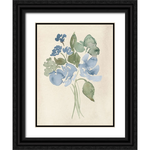 Blue Bouquet I Black Ornate Wood Framed Art Print with Double Matting by Price, Lucille