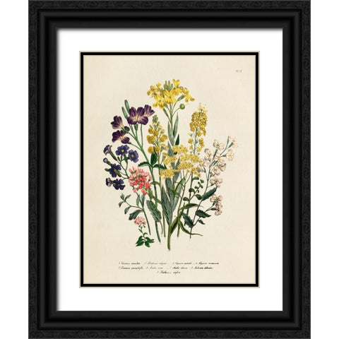 Vintage Flowers I Black Ornate Wood Framed Art Print with Double Matting by Piddix