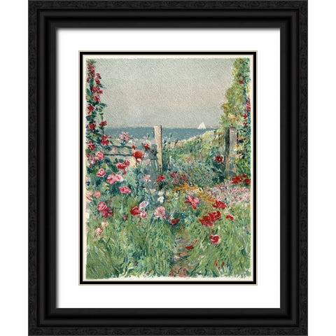 Sea View Garden Path Black Ornate Wood Framed Art Print with Double Matting by Piddix