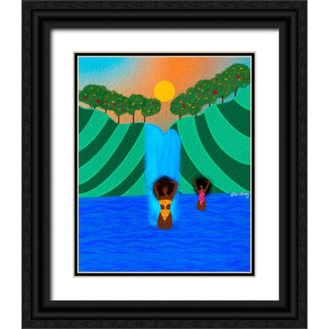 Swim Time Black Ornate Wood Framed Art Print with Double Matting by Lorintheory
