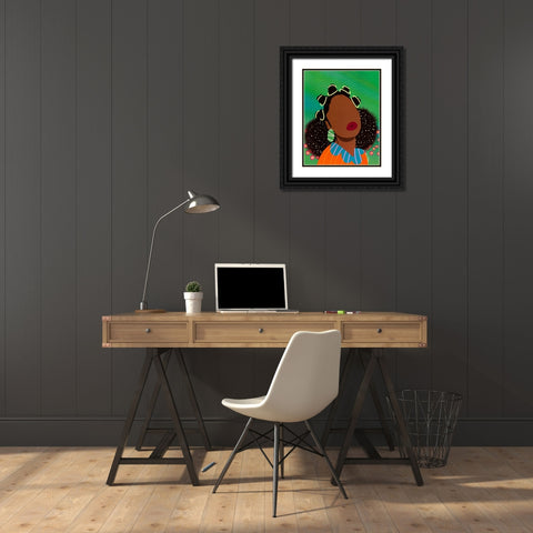 Bantu Knots Black Ornate Wood Framed Art Print with Double Matting by Lorintheory