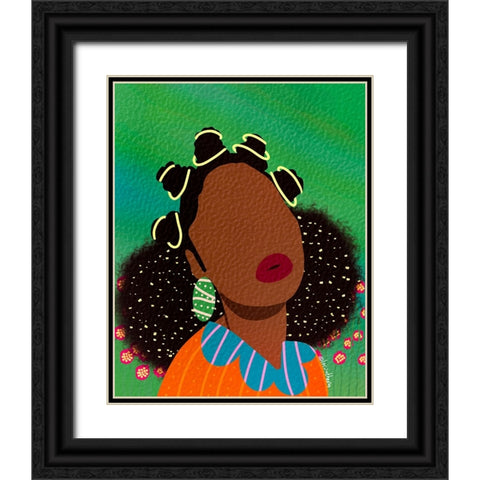 Bantu Knots Black Ornate Wood Framed Art Print with Double Matting by Lorintheory