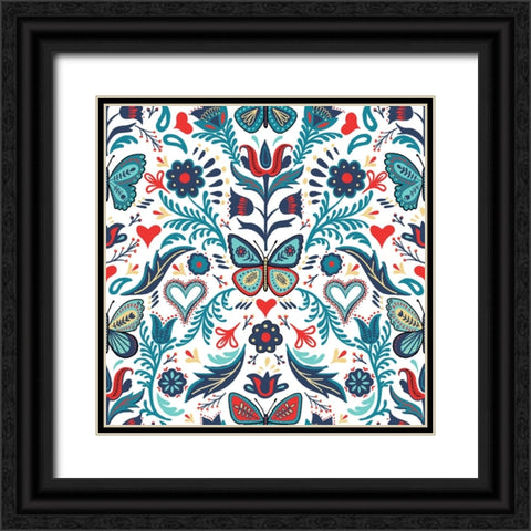 Butterfly Garden Black Ornate Wood Framed Art Print with Double Matting by Piddix