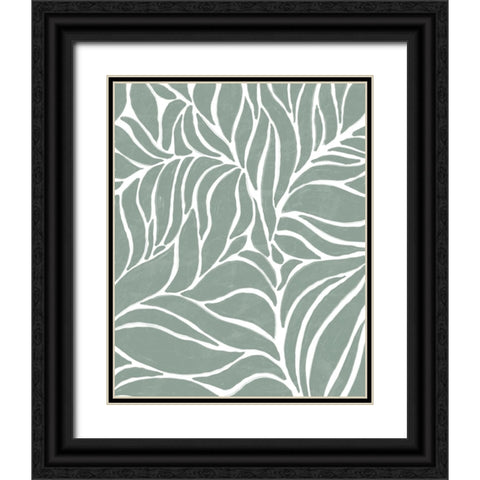 Sage Leaves Black Ornate Wood Framed Art Print with Double Matting by Quach, Anna