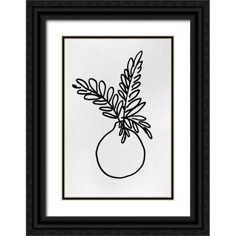 Simply Leaves In Vase III Black Ornate Wood Framed Art Print with Double Matting by Loreth, Lanie