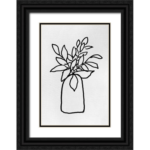 Simply Leaves In Vase II  Black Ornate Wood Framed Art Print with Double Matting by Loreth, Lanie