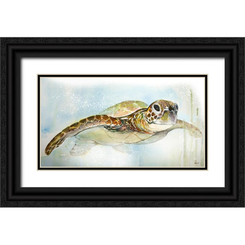 Majestic Turtle Black Ornate Wood Framed Art Print with Double Matting by Diannart