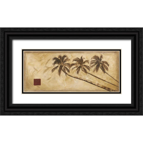 Sepia Palms Black Ornate Wood Framed Art Print with Double Matting by Pinto, Patricia