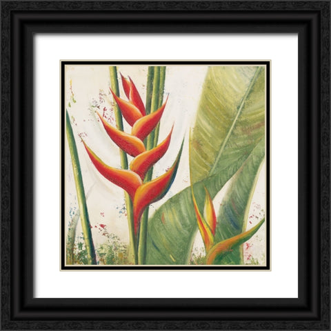 Heliconias With Leaves I Black Ornate Wood Framed Art Print with Double Matting by Pinto, Patricia