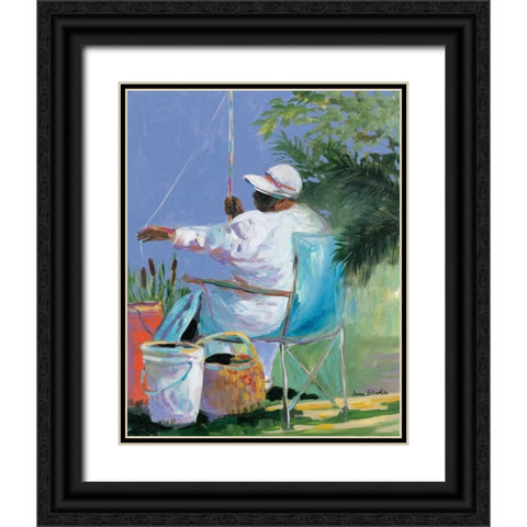 Sisters Fishing II Black Ornate Wood Framed Art Print with Double Matting by Slivka, Jane