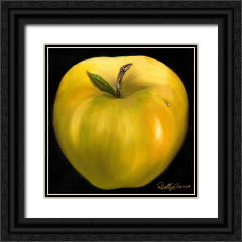 Yellow Apple Black Ornate Wood Framed Art Print with Double Matting by Arenas, Nelly