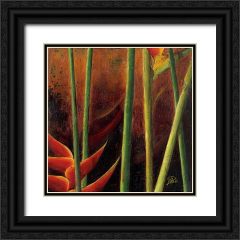 Heliconias En Naranja I Black Ornate Wood Framed Art Print with Double Matting by Pinto, Patricia