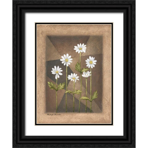 White Daisies Black Ornate Wood Framed Art Print with Double Matting by Marcon, Michael
