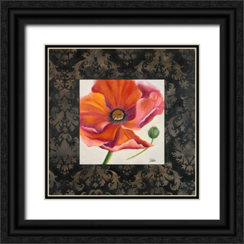 Poppy Flower II Black Ornate Wood Framed Art Print with Double Matting by Pinto, Patricia