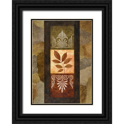 Golden Leaves II Black Ornate Wood Framed Art Print with Double Matting by Marcon, Michael