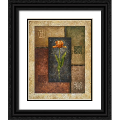 Orange Tulip Black Ornate Wood Framed Art Print with Double Matting by Marcon, Michael