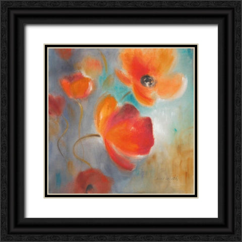 Scarlet Poppies in Bloom I Black Ornate Wood Framed Art Print with Double Matting by Loreth, Lanie
