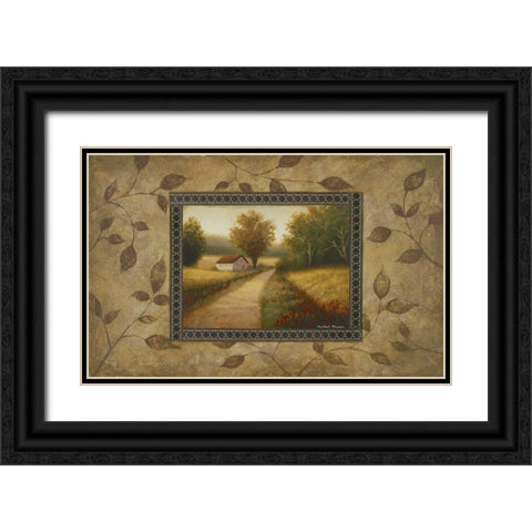 New Country Glimpse Black Ornate Wood Framed Art Print with Double Matting by Marcon, Michael