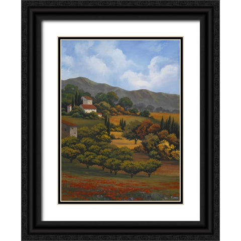 Italian Countryside I Black Ornate Wood Framed Art Print with Double Matting by Rhyan, Vivien