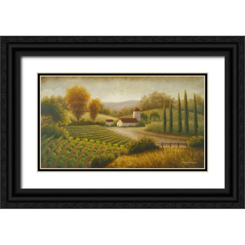 Vineyard In The Sun II Black Ornate Wood Framed Art Print with Double Matting by Marcon, Michael