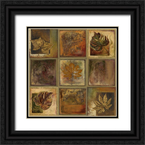 Leaf Square II Black Ornate Wood Framed Art Print with Double Matting by Pinto, Patricia