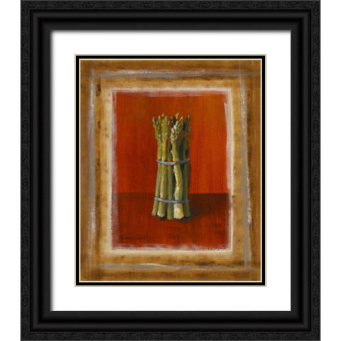 Asparagus On Orange Black Ornate Wood Framed Art Print with Double Matting by Loreth, Lanie