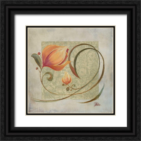 Ornaments in Peach I Black Ornate Wood Framed Art Print with Double Matting by Pinto, Patricia