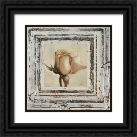 Flowers and Leaves Square I Black Ornate Wood Framed Art Print with Double Matting by Pinto, Patricia