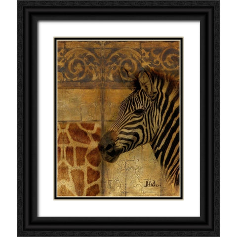 Elegant Safari I - Zebra Black Ornate Wood Framed Art Print with Double Matting by Pinto, Patricia
