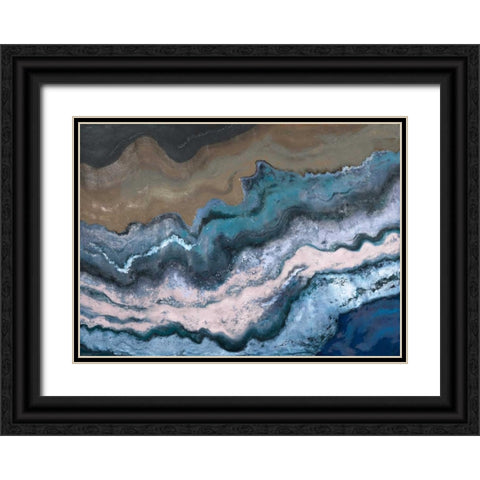 Blue Tierra Black Ornate Wood Framed Art Print with Double Matting by Pinto, Patricia