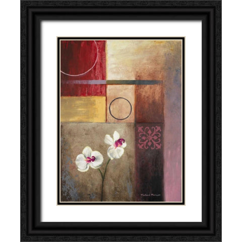 Flowers and Abstract Study I Black Ornate Wood Framed Art Print with Double Matting by Marcon, Michael