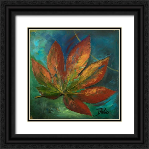 Blue Leaf I Black Ornate Wood Framed Art Print with Double Matting by Pinto, Patricia