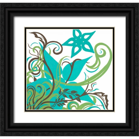 Floral Twist II Black Ornate Wood Framed Art Print with Double Matting by Hakimipour-Ritter