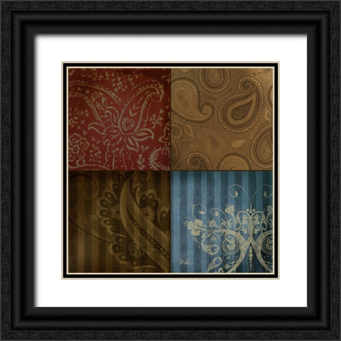 Paisley Squares II Black Ornate Wood Framed Art Print with Double Matting by Pinto, Patricia