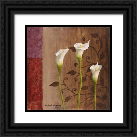 Calla Lilies I Black Ornate Wood Framed Art Print with Double Matting by Marcon, Michael