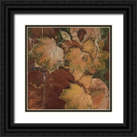 Scattered Leaves II Black Ornate Wood Framed Art Print with Double Matting by Pinto, Patricia