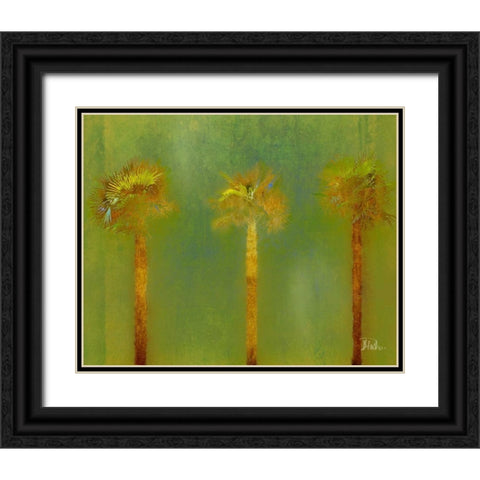 Three Palms II Black Ornate Wood Framed Art Print with Double Matting by Pinto, Patricia