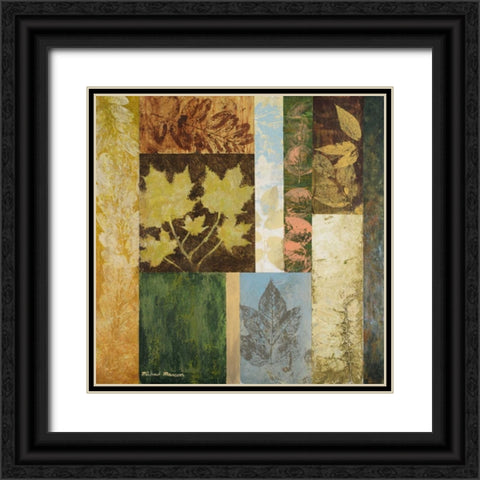 August Leaves II Black Ornate Wood Framed Art Print with Double Matting by Marcon, Michael