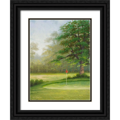 Amacoy Green II Black Ornate Wood Framed Art Print with Double Matting by Marcon, Michael