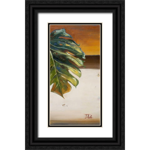 The Green Leaf II Black Ornate Wood Framed Art Print with Double Matting by Pinto, Patricia